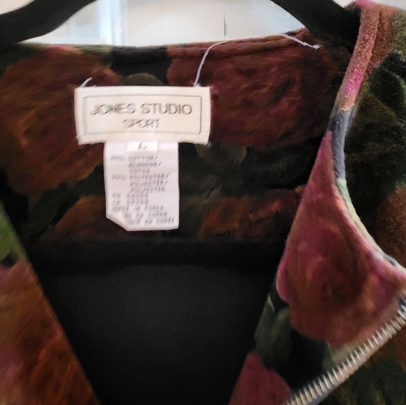 VINTAGE Jones Studio L zip up velours rose blazer - Picture 3 of 4